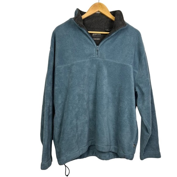 St. John's Bay Blue Fleece 1/4 Zip L/S Pocketed Sweatshirt Jacket Pullover Large - Picture 1 of 9